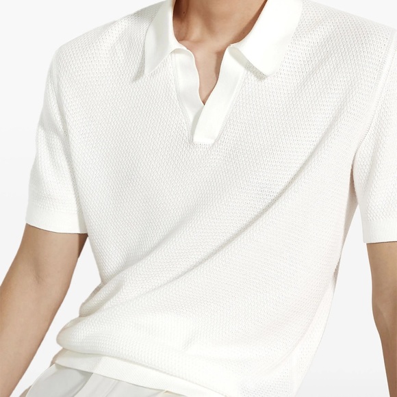 Zegna V-Neck Cotton Polo Shirt - Picture 1 of 9